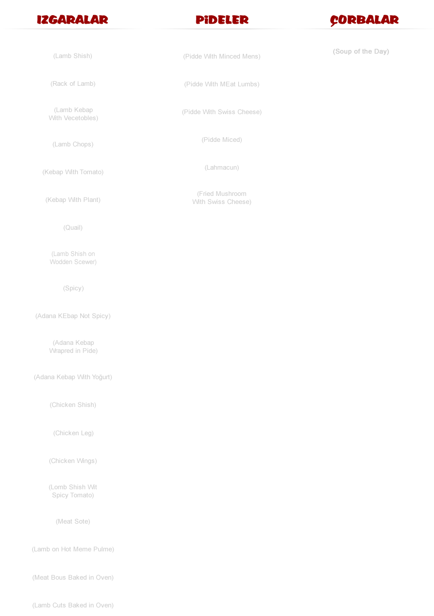 Çelebi Restaurant Merkez Menü